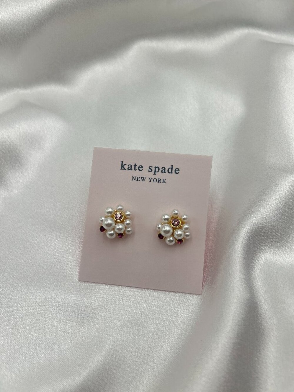 Kate Spade New York Pearl & Pink Crystal Floral Stud Earrings
